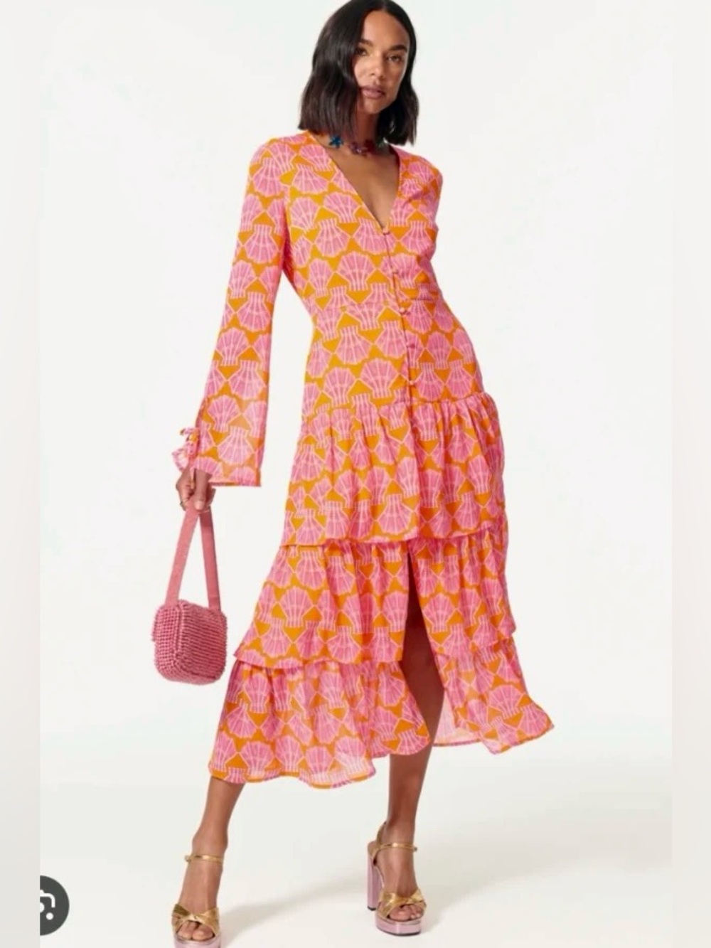 Never Fully Dressed Orange Shell Tiered Dress